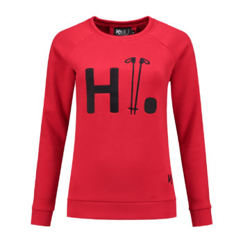 sweater hi bye red front