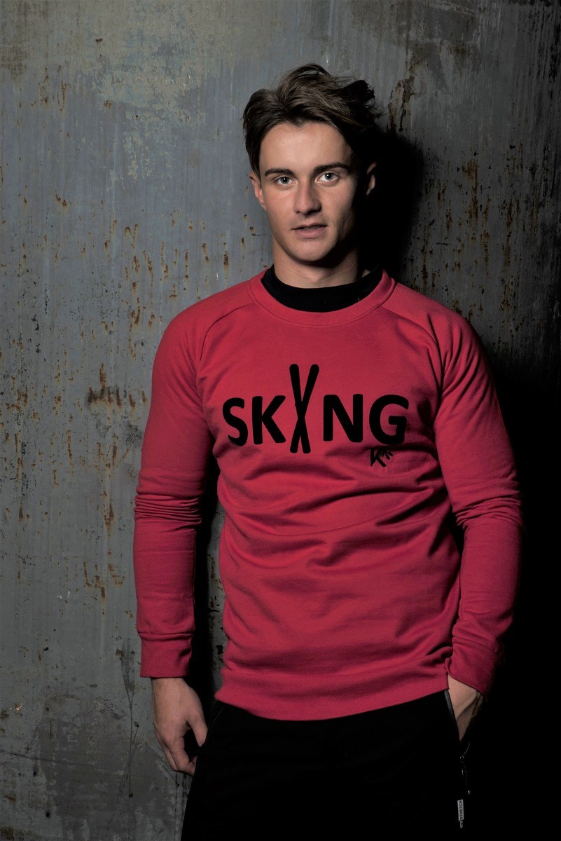 sweater men skiing red