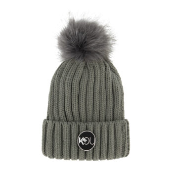 dames pompom muts grey