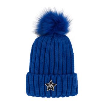 dames pompom muts royalblue